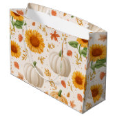 水彩秋のカボチャ&ひまわり模様 ラージペーパーバッグ (裏面アングル)