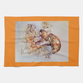 水彩秋のカラマッシュルーム キッチンタオル