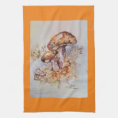 水彩秋のカラマッシュルーム キッチンタオル (縦)