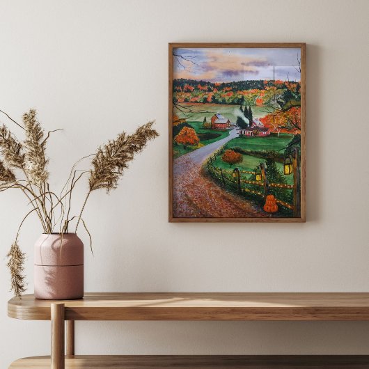 水彩秋のハロウィーンの田舎 ポスター