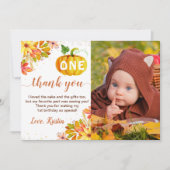 水彩秋のフローラカボチャ誕生日写真 サンキューカード (正面)