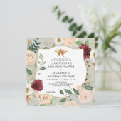 水彩秋のフローラサンゴバラ蝶 招待状 (スタンド正面)