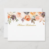 水彩秋のフローラパーソナライズされた金ゴールド ノートカード (正面)