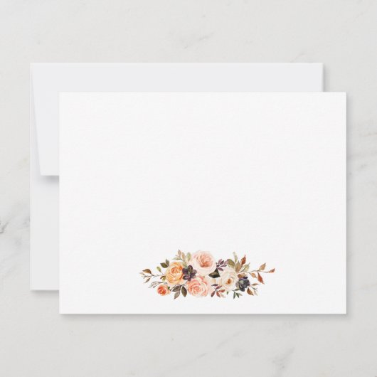 水彩秋のフローラパーソナライズされた金ゴールド ノートカード (裏面)