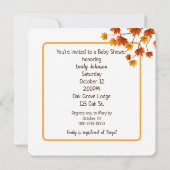 水彩秋のリスベイビーシャワー 招待状 (裏面)