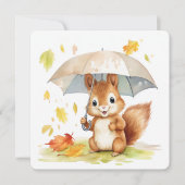 水彩秋のリスベイビーシャワー 招待状 (正面)