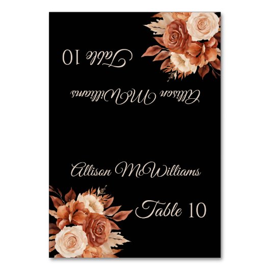 水彩秋の優雅さ –  テーブルナンバー (正面)