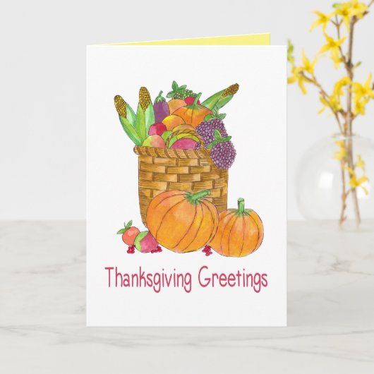 水彩秋の収穫感謝祭 カード (黄色い花)