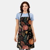 水彩秋の収穫模様 エプロン (着用した状態)