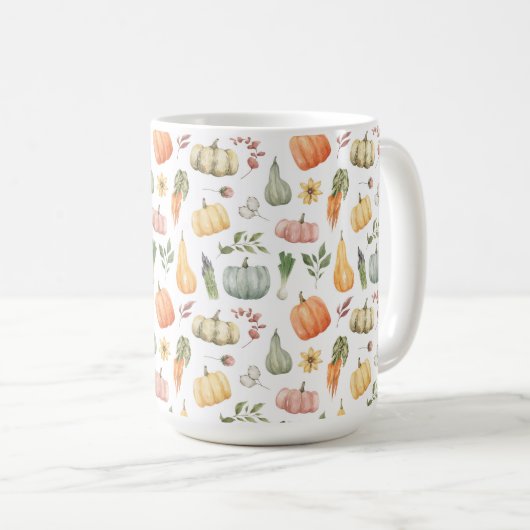 水彩秋の収穫模様 コーヒーマグカップ (正面右)
