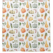 水彩秋の収穫模様 シャワーカーテン (正面)