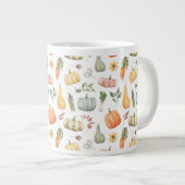 水彩秋の収穫模様 ジャンボコーヒーマグカップ (正面右)