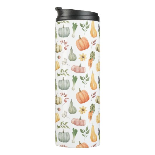 水彩秋の収穫模様 タンブラー (回転右)