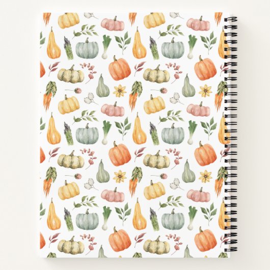 水彩秋の収穫模様 ノートブック (裏面)