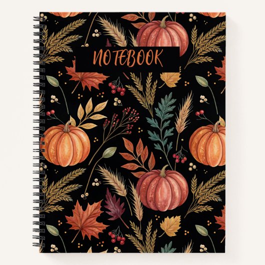 水彩秋の収穫模様 ノートブック (正面)