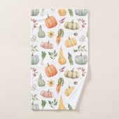 水彩秋の収穫模様 バスタオルセット (ハンドタオル)