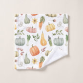 水彩秋の収穫模様 バスタオルセット (ウォッシュタオル)