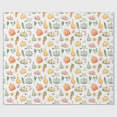 水彩秋の収穫模様 ラッピングペーパー (フラット)