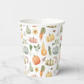 水彩秋の収穫模様 紙コップ (左)