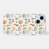 水彩秋の収穫模様 iPhone 15ケース (裏面横)