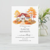水彩秋の家の引越し案内 招待状 (スタンド正面)