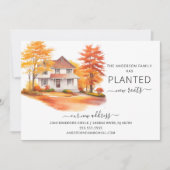 水彩秋の家の引越し案内 招待状 (正面)