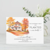 水彩秋の家の引越し案内 招待状 (スタンド正面)