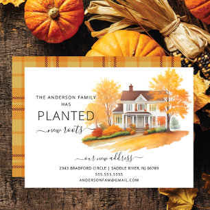 水彩秋の家の引越し案内 招待状