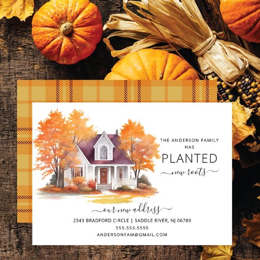 水彩秋の家の引越し案内 招待状