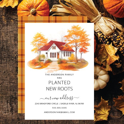 水彩秋の家の引越し案内 招待状
