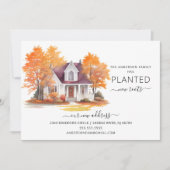 水彩秋の家の引越し案内 招待状 (正面)