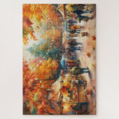 水彩秋の市場フェスティバル鮮やか秋 ジグソーパズル (縦)