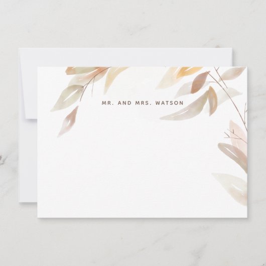 水彩秋の枝葉カスタム文具 ノートカード (正面)