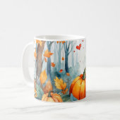 水彩秋の森のカボチャ離れ コーヒーマグカップ (正面左)