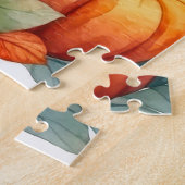 水彩秋の森カボチャのハート ジグソーパズル (側面)