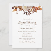 水彩秋の植物 ブライダルシャワー 招待状 (正面)