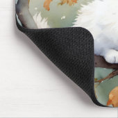 水彩秋の白猫 マウスパッド (コーナー)