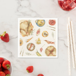 水彩秋の秋七面鳥サンクスギビング スタンダードカクテルナプキン