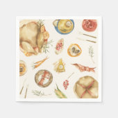 水彩秋の秋七面鳥サンクスギビング スタンダードカクテルナプキン (正面)