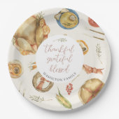 水彩秋の秋七面鳥サンクスギビング ペーパープレート (正面)