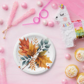 水彩秋の秋色離れの ペーパープレート (パーティー)