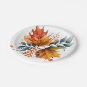 水彩秋の秋色離れの ペーパープレート (アングル)
