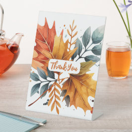 水彩秋の秋色離れの 台座サイン