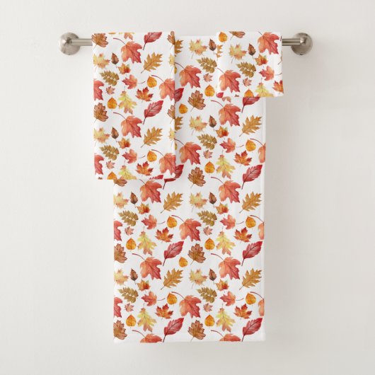水彩秋の紅葉継ぎ目なしパターン バスタオルセット (インサイチュ)