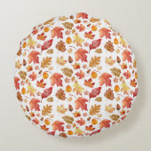 水彩秋の紅葉継ぎ目なしパターン ラウンドクッション (裏面)