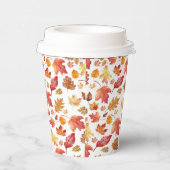 水彩秋の紅葉継ぎ目なしパターン 紙コップ (右)