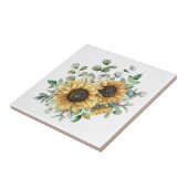 水彩秋の素朴ひまわり花束 タイル (側面)