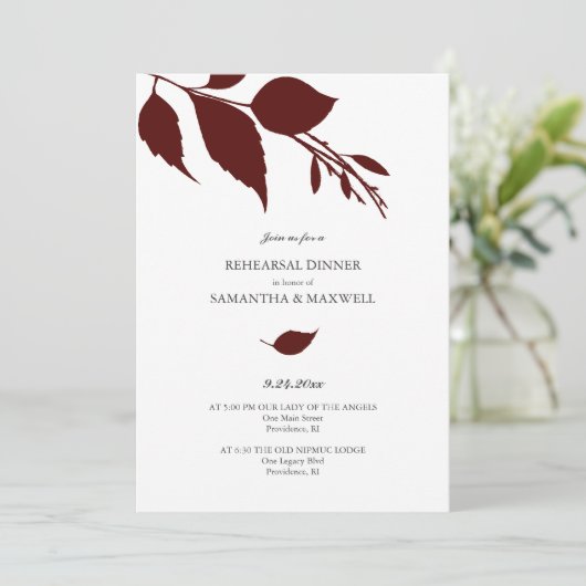 水彩秋の結婚式リハーサルディナー 招待状 (スタンド正面)
