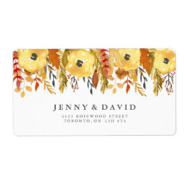 水彩秋の結婚式住所 シール