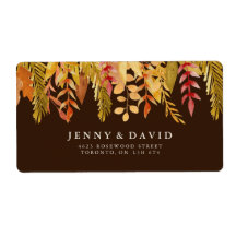 水彩秋の結婚式住所 シール